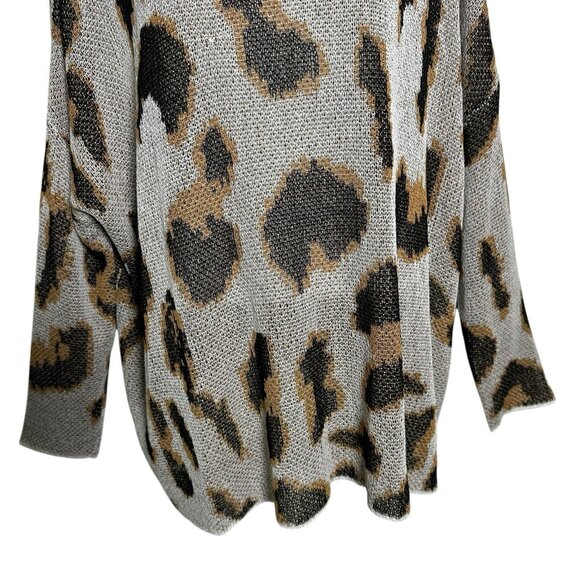 Amoli Medium Animal Leopard Print Mesh Tunic Top Blouse Long Sleeve Gold Mobwife - Picture 4 of 11